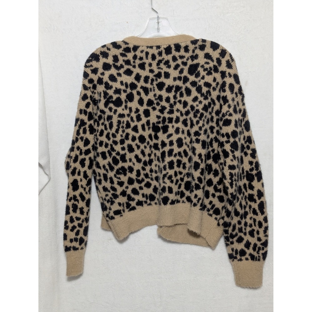Jessica Simpson Women Leopard Print Fuzzy Knit Button Front Cardigan Sweater XS - Picture 4 of 5